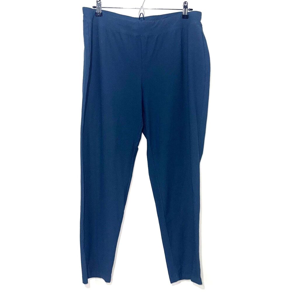 Eileen Fisher Washable Slim Stretch Crepe Pant - Teal L